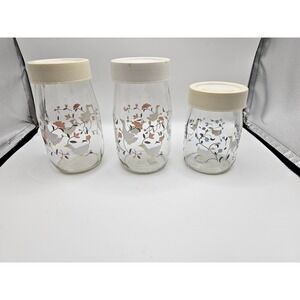 Carlton Glass 3pcs Goose set white lids vintage  70s/80s rare very cute classic